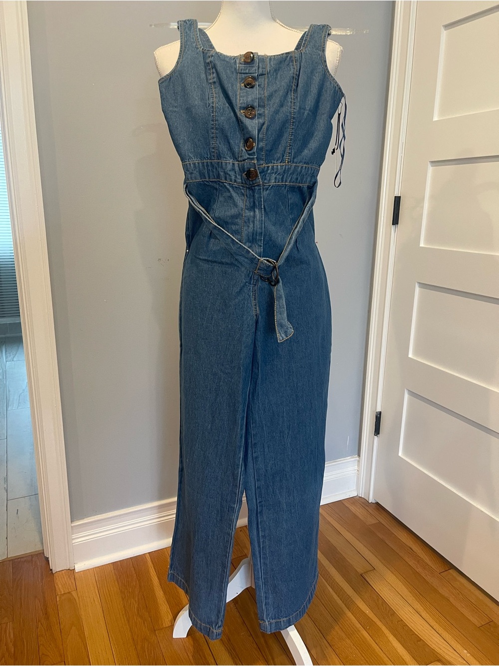 Sincerely Jules Blue Denim Maxi Jumpsuit Size XS